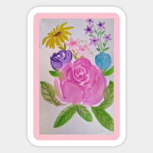 Colorful bouquet of flowers painting Sticker